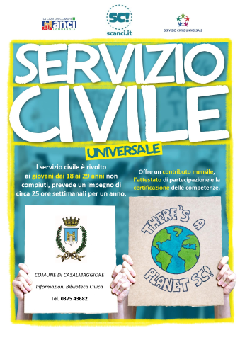  SERVIZIO CIVILE UNIVERSALE: il Comune  cerca 8 volontari - Le iscrizioni entro il 09/03/22
